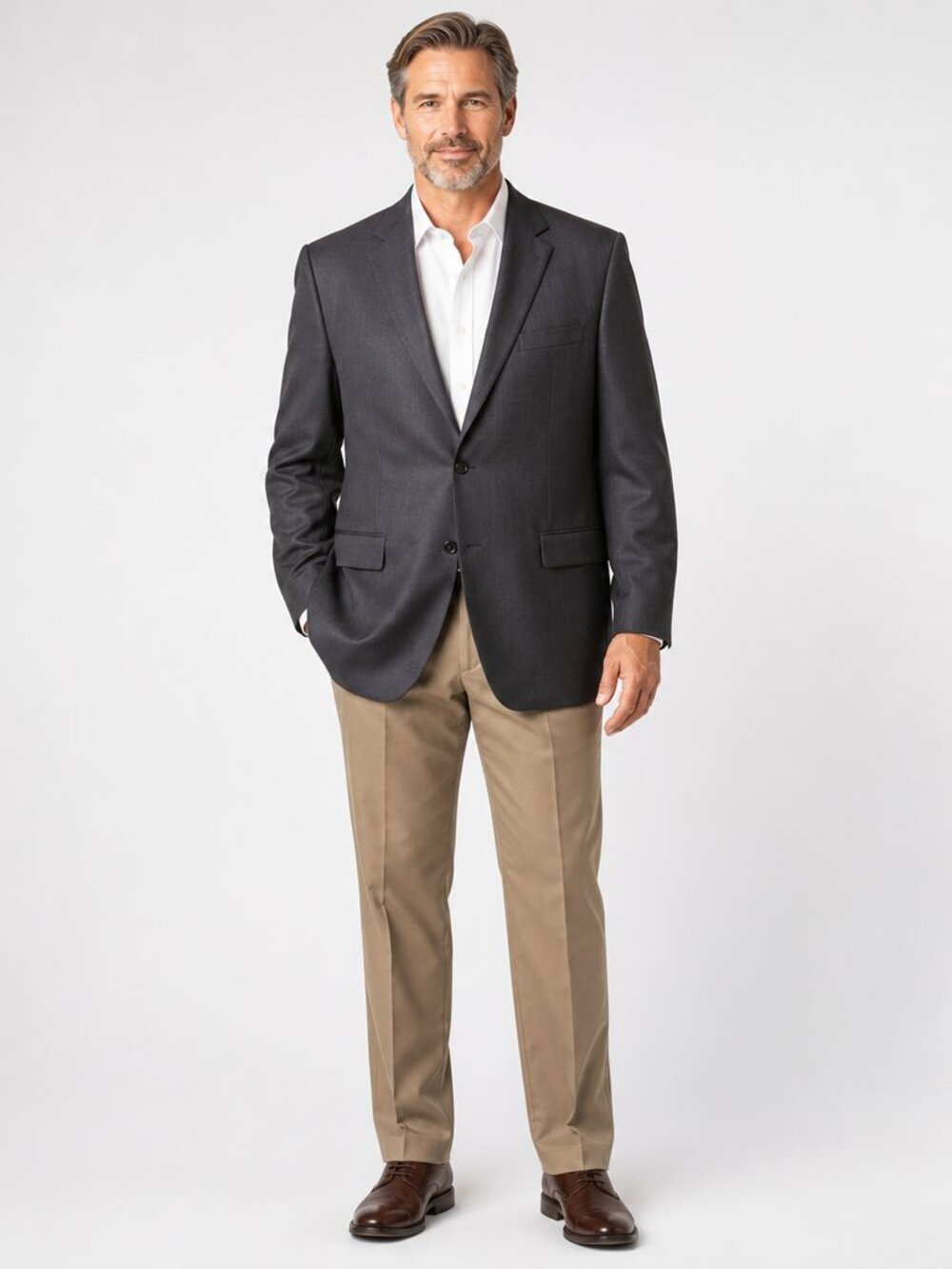 Jos A Bank 48R Brown Nailhead Wool Blazer Classic Preppy Workwear Sport Coat